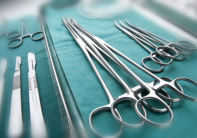 Surgical equipment on surgical cloth