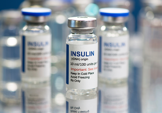 Vials containing human insulin